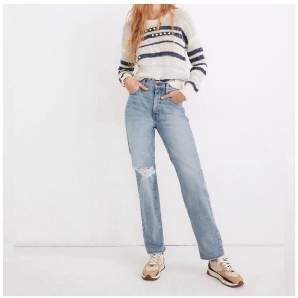 Madewell Jeans Women Size 26 Perfect Vintage Crop Straight High Rise Distressed - Picture 1 of 14